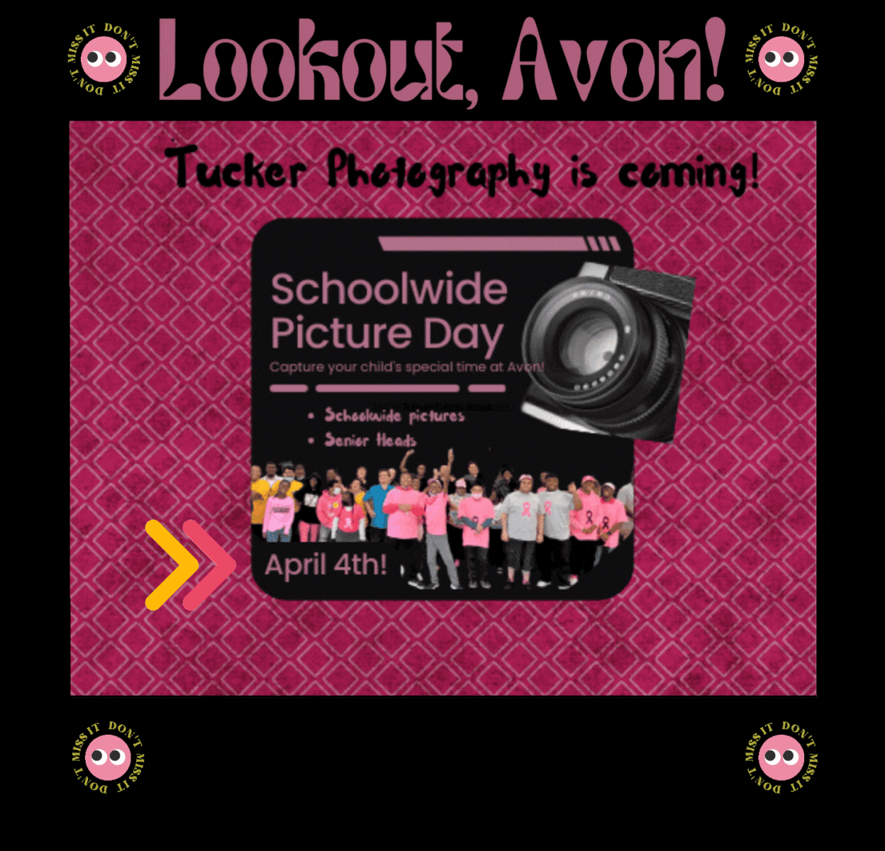 Advertisement for Schoolwide Picture Day at Avon